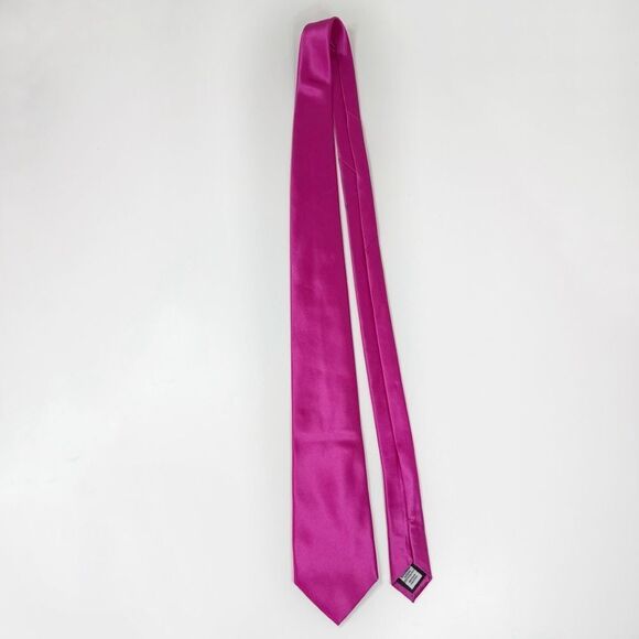 Geoffrey Beene Satin Neck Tie Fuchsia Pink - Picture 3 of 8